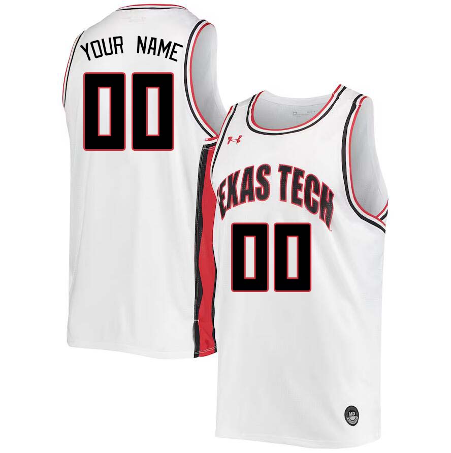 Custom Texas Tech Red Raiders Name And Number College Basketball Jerseys Stitched-White - Click Image to Close